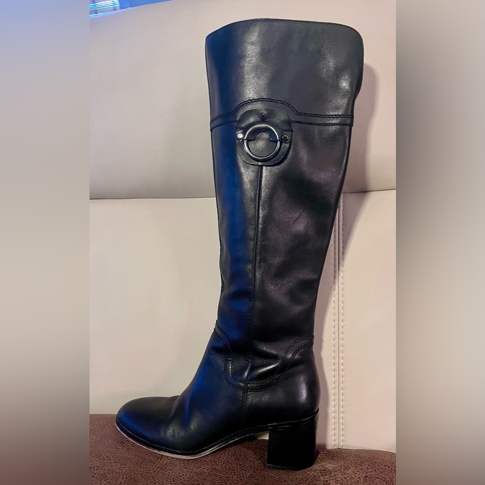 Franco Sarto-9.5 Black Leather Knee High Boots